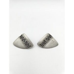 JJ 1986 Jonette earrings Vintage Silver Tone Statement Pierced Large Triangle
